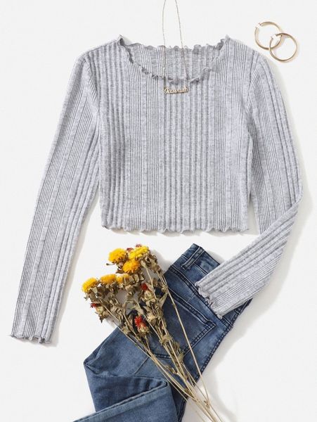 

lettuce trim rib-knit tee d3tv#, White