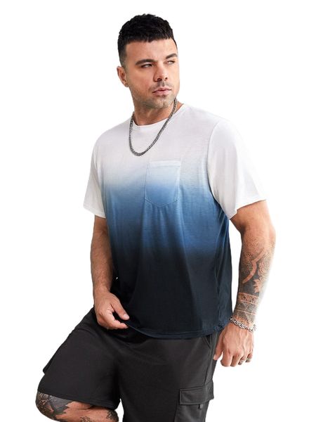 

extended sizes men ombre patched pocket tee g6rf#, White;black