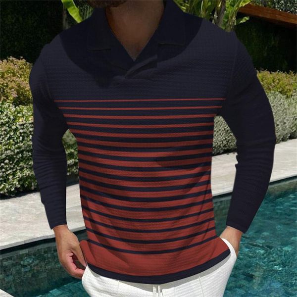 

men's polos mens loose shirts fashion casual collar 3d digital printing long sleeve t shirt blouse men shirtmen's, White;black