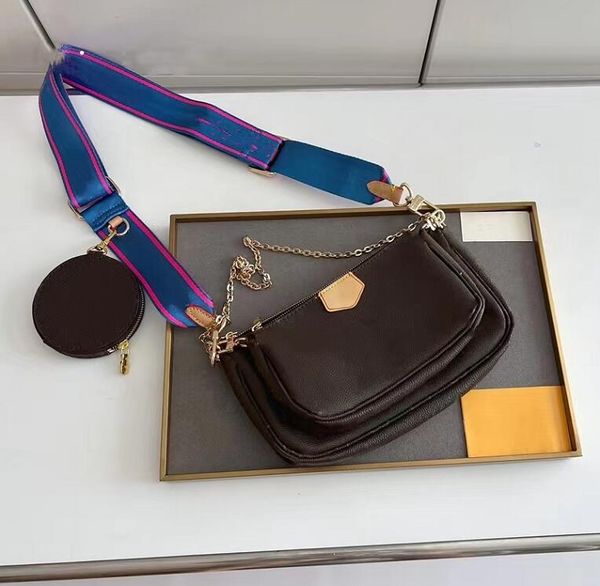 

classic printing three-piece shoulder bag handbag change purse luxury brand soft genuine leather zipper design messenger bag
