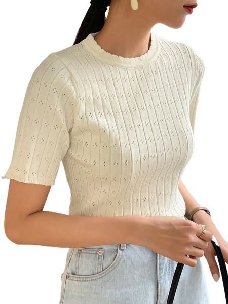 

dazy scallop trim pointelle knit j3hx#, White;black