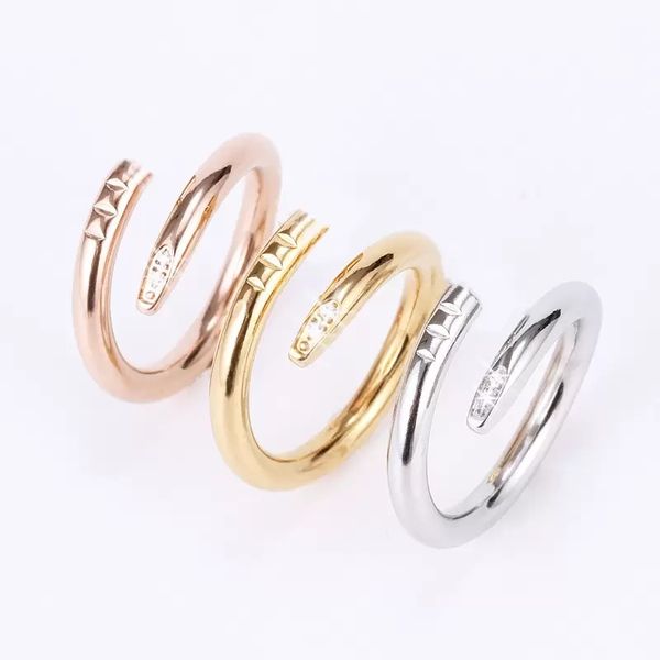 

love rings womens designer jewelry stainless steel single nail ring fashion street hip hop casual couple classic gold silver creative gift w