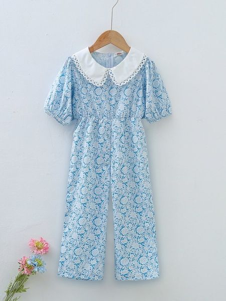 

toddler girls statement collar allover floral jumpsuit she, Blue