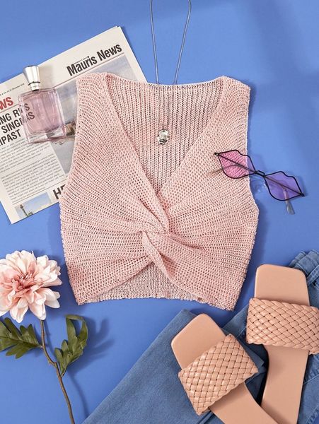 

twist front knit m5hv#, White;black