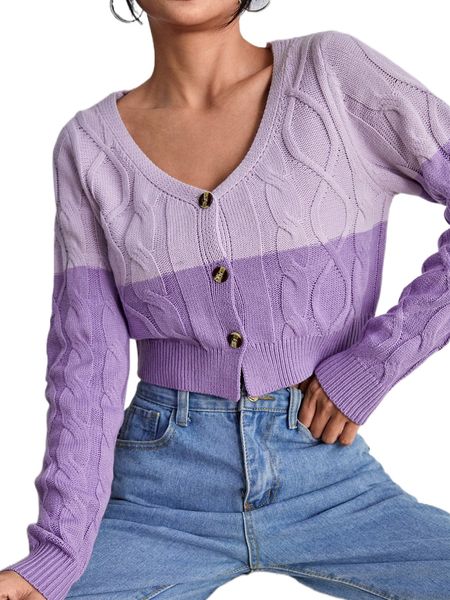 

two tone cable knit cardigan r7du#, White;black