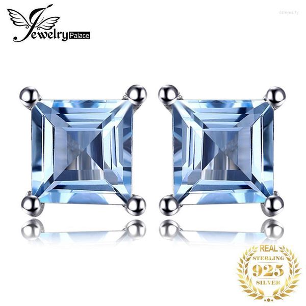 Estudy JewelryPalace quadrado Genuíno azul topázio de ametha de citrina criada safira rubi esmerald 925 Sterling Silver Earringsstud Dale22