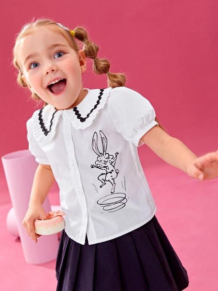 

x littlegt toddler girls cartoon graphic peter pan collar she, White;black