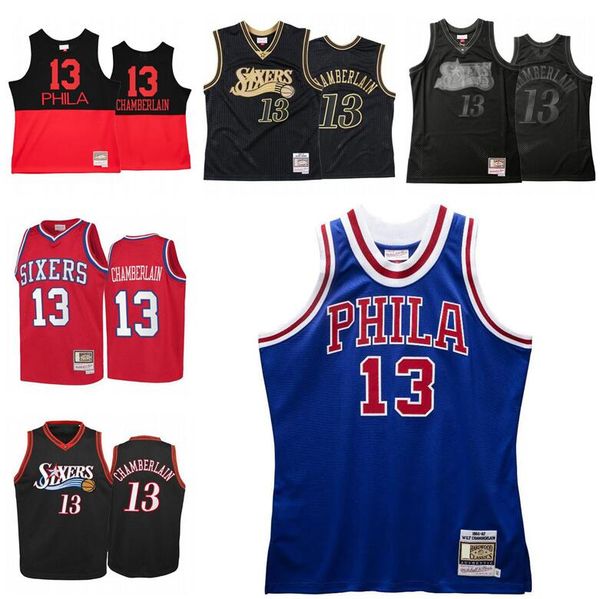 

stitched wilt chamberlain basketball jersey s-6xl mitchell & ness 1966-67 mesh hardwoods classics retro version men women youth jerseys, Black;red