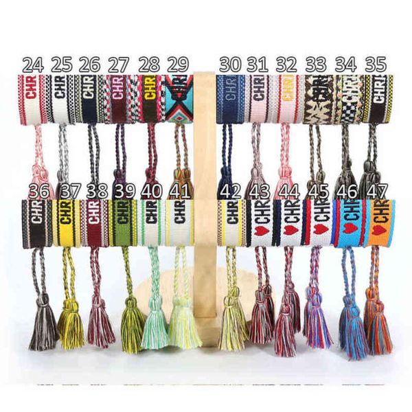 

fashion brand classic embroidery bracelets luxury women men bangles friendship charm bracelet woven adjustable tassel vintage couple braided, Golden;silver