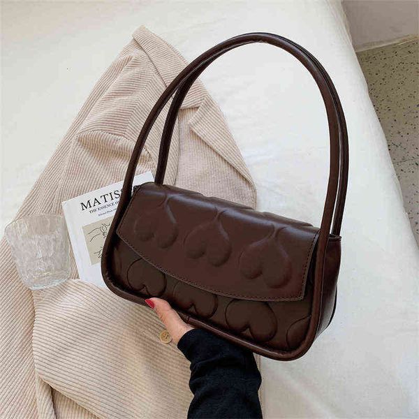 

hand bag for exquisite women pu leather commute shoulder bag love printed small underarm bag for female fashion purse tote bags g220519