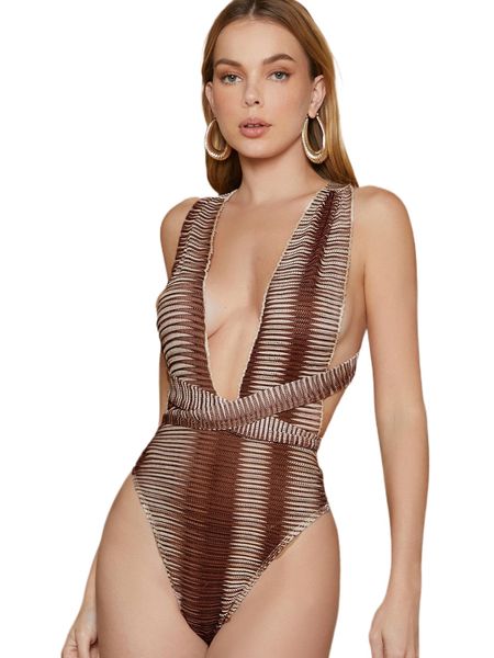 

crisscross open back allover print bodysuit p4n6#, White