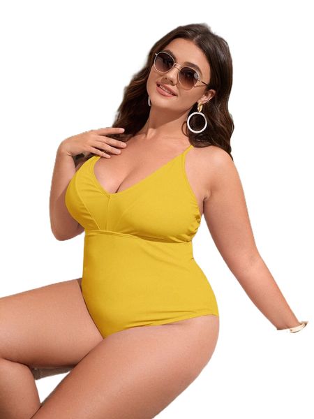

plus criss cross tie back one piece swimsuit c4xs#, White;black