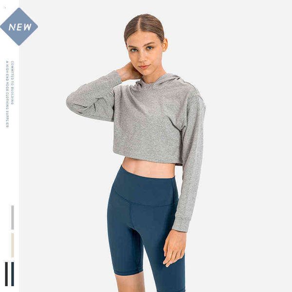 

designer women's t-shirt vest 2022 autumn and winter yoga et half long sleeve running sports sweater women's fashion hooded top, White
