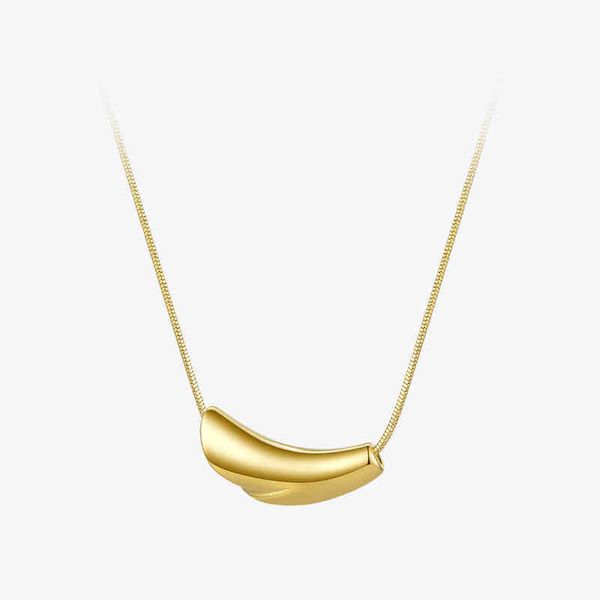 

pendant necklaces enfashion cute horn necklace women fashion jewelrys gold color stainless steel petal choker p3131 220428, Silver