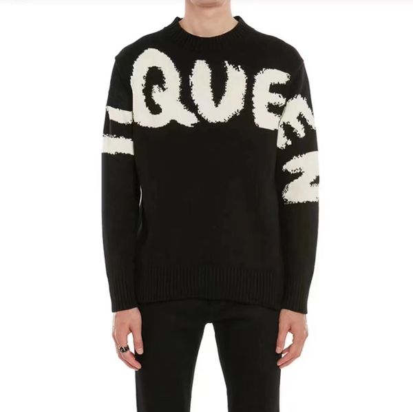 

queen sweater hip hop streetwear knitted sweater men gothic letter print pullover harajuku cotton sweater for women 84530, White;black