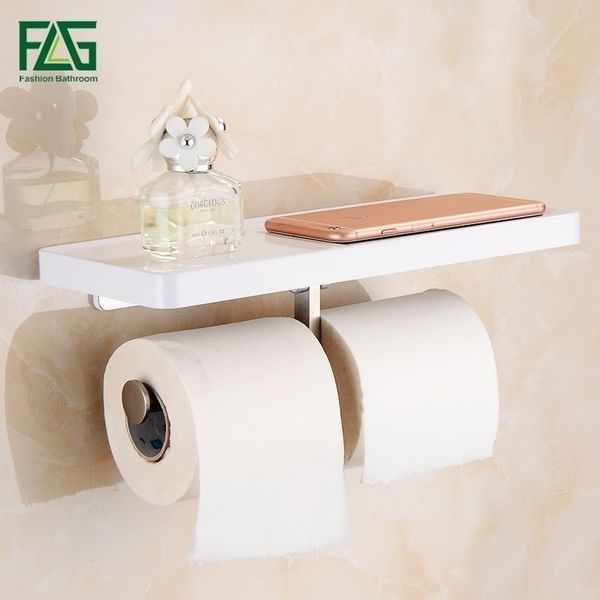 FLG Porta carta igienica a parete con doppio rotolo in ABS bianco e acciaio inossidabile Accessori bagno G163 Y200108