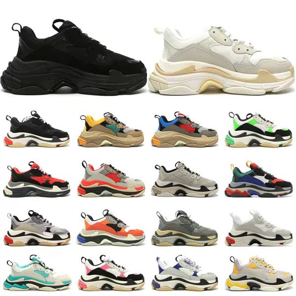 

2022 men women designer triple s sneaker sports trainer platform classic triples casual shoes paris triple-s 17fw old dad large increasing t, Black