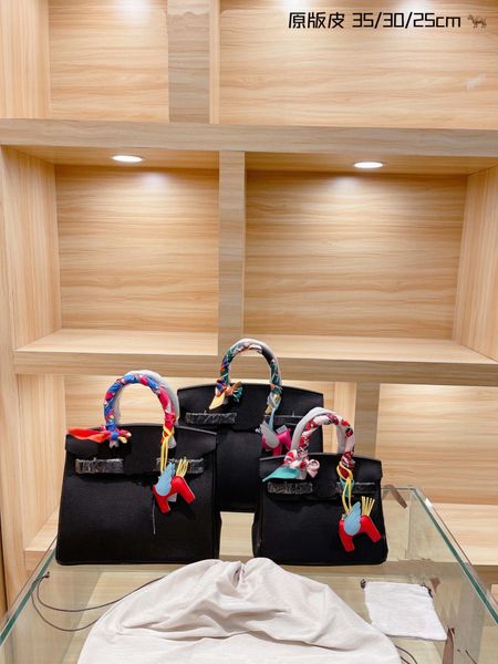 

women tote bag berkin handbag luxury designer shoulder crossbody purse full-grain litchi pattern cowhide genuine real leather large messenge