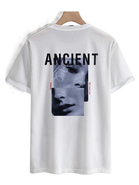 

men figure & letter graphic tee 32rj#, White;black