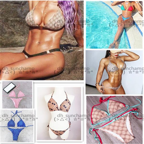 

plaid print swimsuits home clothing private swimming pool hipster women's designer swimwear outdoor beach padded push up luxu2925, Blue;gray