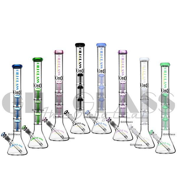 Glasbecher-Bongs, Wachs-Bong, dreischichtiger Perkolator, Dab-Rigs, Baumarm, Perc-Öl-Rigs, Bubbler-Rohr, 21,5-Zoll-Shisha-Wasserpfeifen mit Quarz-Banger