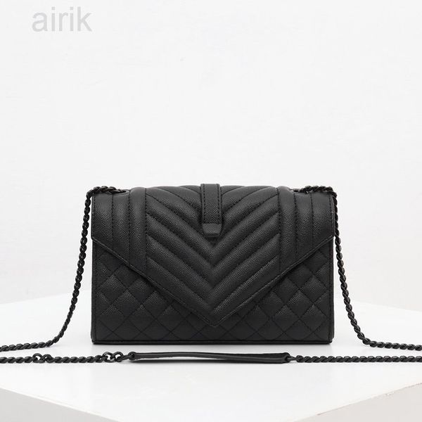

chain messenger bag women crossbody back handbag small grain embossed quilted leather envelope bags caviar pattern with diamond