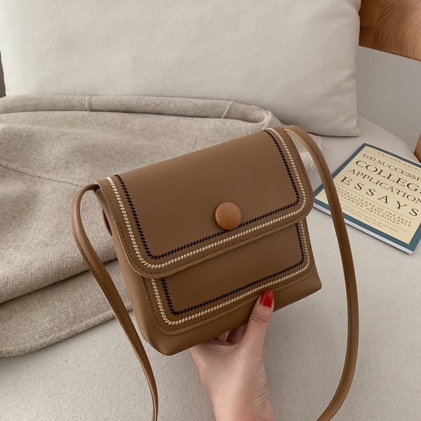 

ladies luxury pu stitched crossbody bag designer simple solid shoulder bag for womens fashion brand purse square bag woman