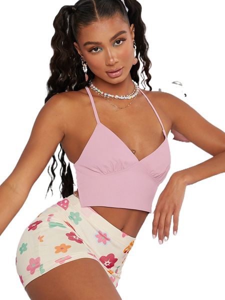 

ruched crisscross tie backless crop cami z1vd#, White