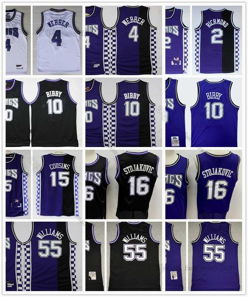 

retro mitchell ness jersey basketball 4 chris bibby 10 mike webber 55 jason 16 peja williams stojakovic 15 demarcus 2 mitch cousins richmond, Black;red