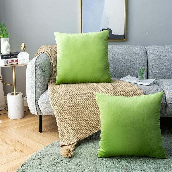 Almofada/travesseiro decorativo Dimi nórdico travesseiros macios e aconchegantes para a sala de estar de almofada de veludo verde de maçã 18x18 polegadas decorativas
