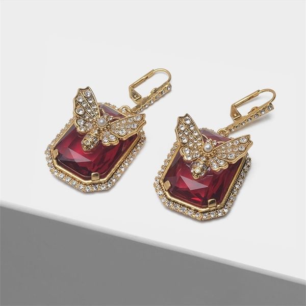 

insect design flash pendant fashion drop earrings j190721, Golden;silver