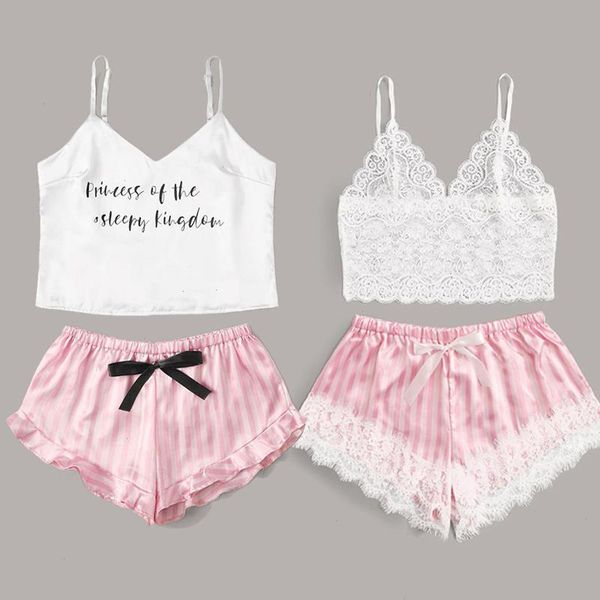 

lingerie women pajamas sleepwear lace silk pyjamas set clothes for straps pijama ladies bathrobe pajama suit, Black;red