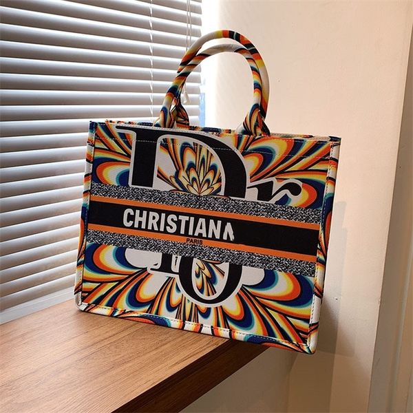

2022 new women's bag hand large shopping mommy printed painted