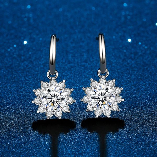 

dangle & chandelier mozambique sterling silver earrings sun flower lady s925 sterling moissanite