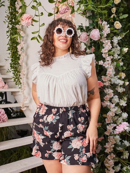 

plus mock neck butterfly sleeve q8ep#, Black