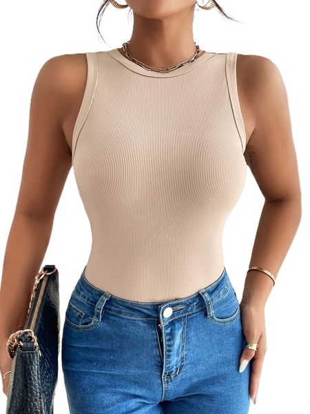 

petite solid ribbed knit tank p3ug#, White