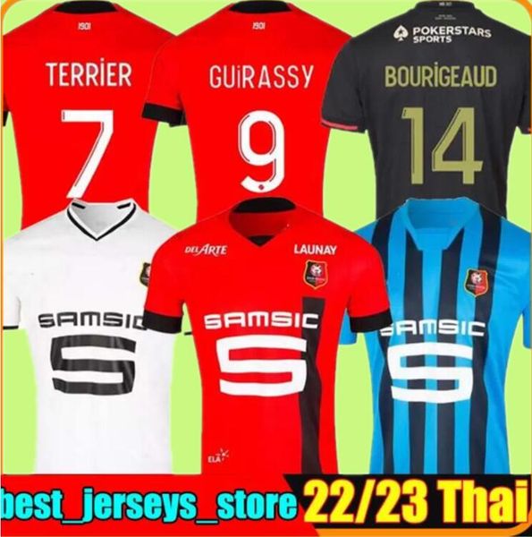 

2022 2023 stade rennais soccer jerseys rennes maillot de foot 22 23 sulemana bourigeaud, Black;yellow