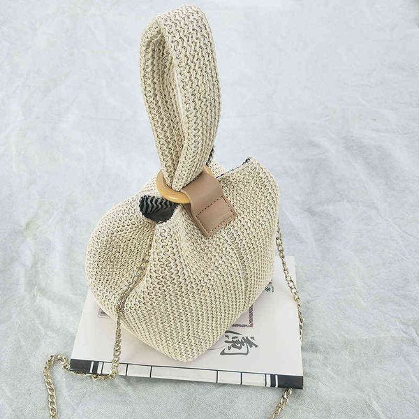 

evening bags handbags brand straw women beach personality crossbody lock shoulder bags lady vintage handmade knit fashion 220415