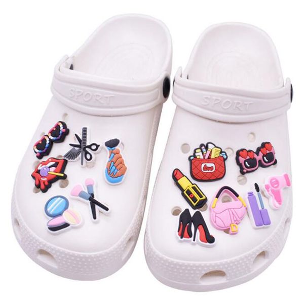 

fast delivery wholesale 2000 multiple design custom mexican croc shoes decorations style pvc shoe charms buckle soft rubber pvc shoecharms, White;pink