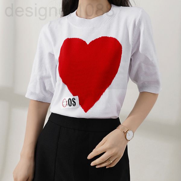 

women's knits & tees designer []early autumn new hong kong style korean sweater love net red short sleeve loose blouse women puxg, White