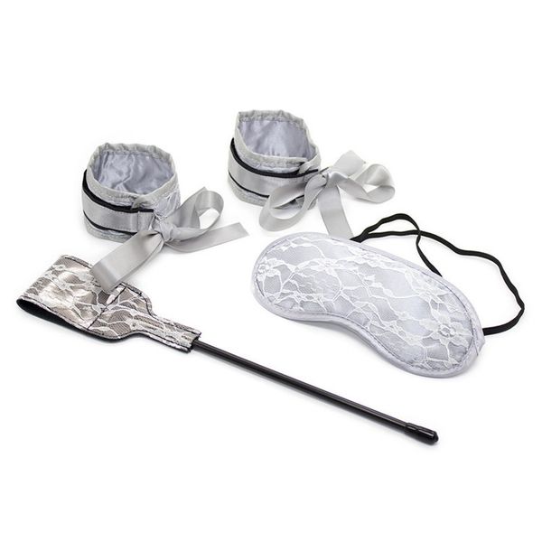 Kits sexy bdsm para jogo de couro adulto erótico algemas chicote sm brinquedos renda de retenção cega grilhas