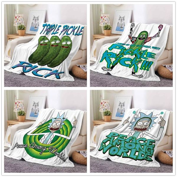 

animation rick and morty cool 3d print blanket household rectangle single layer flannel air conditioning cloak blanket-29