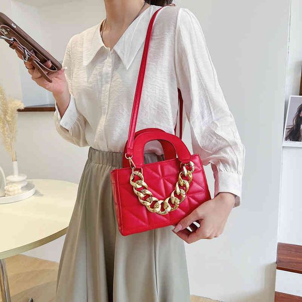 

high female 2022 new fashion bag versatile high-grade texture one shoulder small square bag