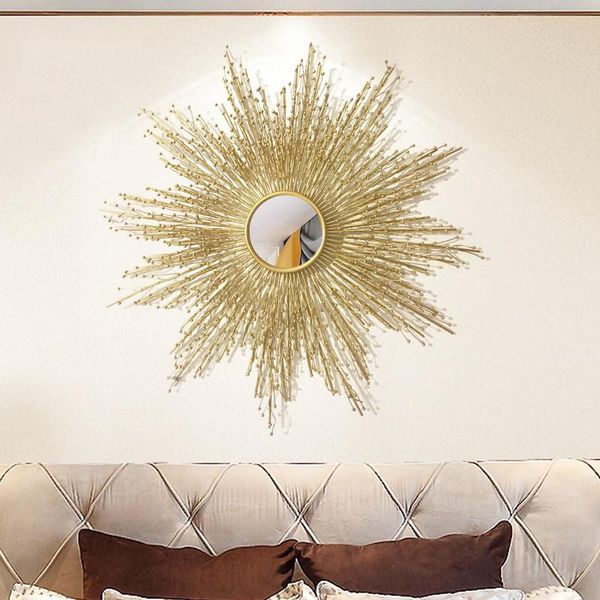 Adesivos de Parede Moderna Ferro Forjado Espelho Espelho Hangings Forma Crafts Decoração El Home Livingroom Adesivo Ornamentos Arte