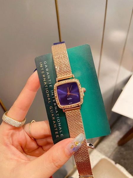 

2022 women luxury watches three stitches series womens quartz watch european brand mesh and leather strap diamond clock fashion tonneau shap, Slivery;brown
