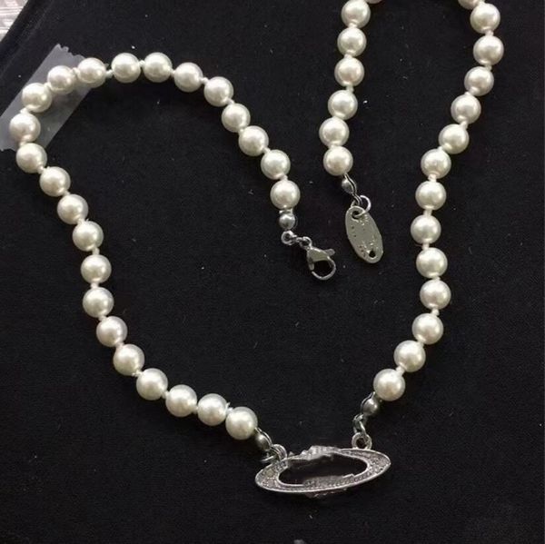 

european and american pearl necklaces full of diamonds temperament wild collarbone chain gold and silver 2 colors optional female fast deliv