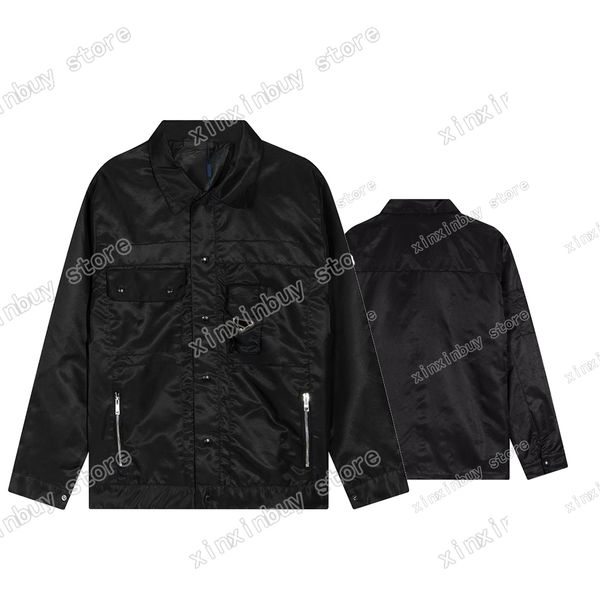 

22ss designers nylon jackets men women metal triangle label multiple pockets lapel neck streetwear xinxinbuy black s-xl, Black;brown