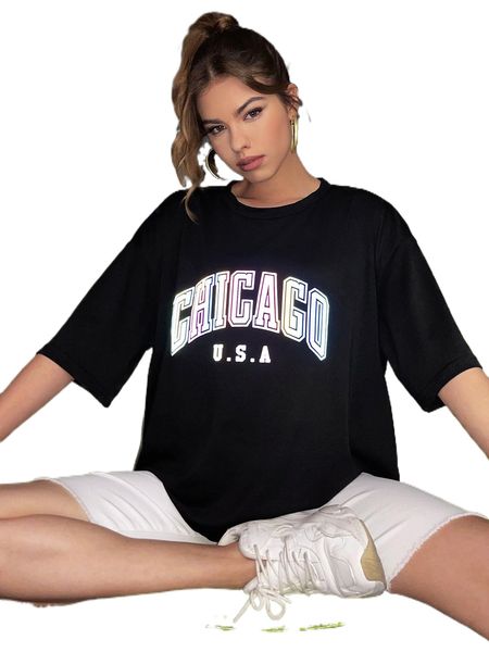 

letter graphic drop shoulder oversized tee j9za#, White