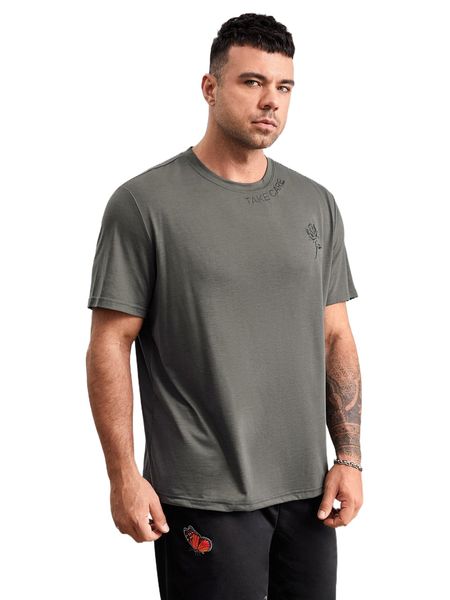 

extended sizes men floral & letter graphic tee 23kw#, White;black