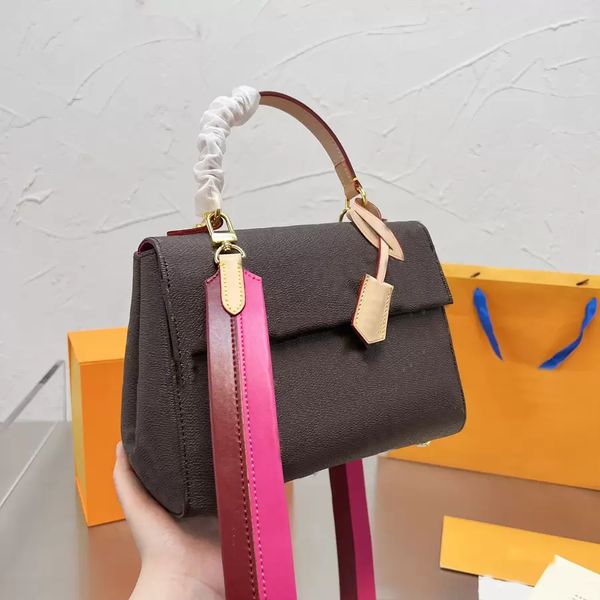

m42738 cluny bb designer luxurys bag women cross-body shoulder handbag classic monograms canvas colorful leather strap shopping business bag